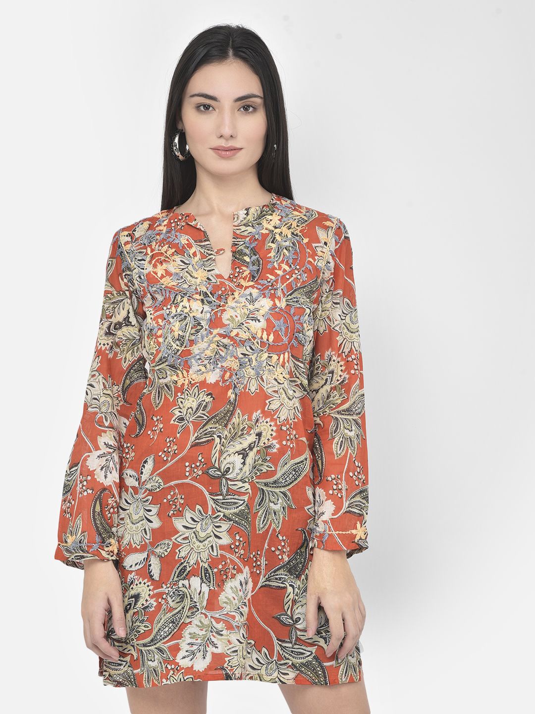 

Aditi Wasan Embroidered Cotton Tunic, Red
