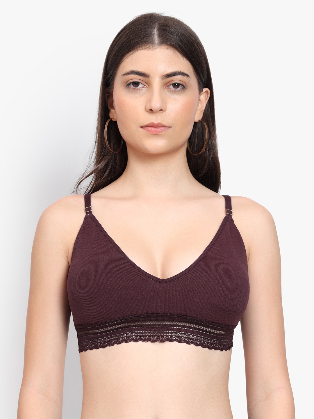 

PARKHA Medium Coverage Lightly Padded Bralette Bra- All Day Comfort, Purple