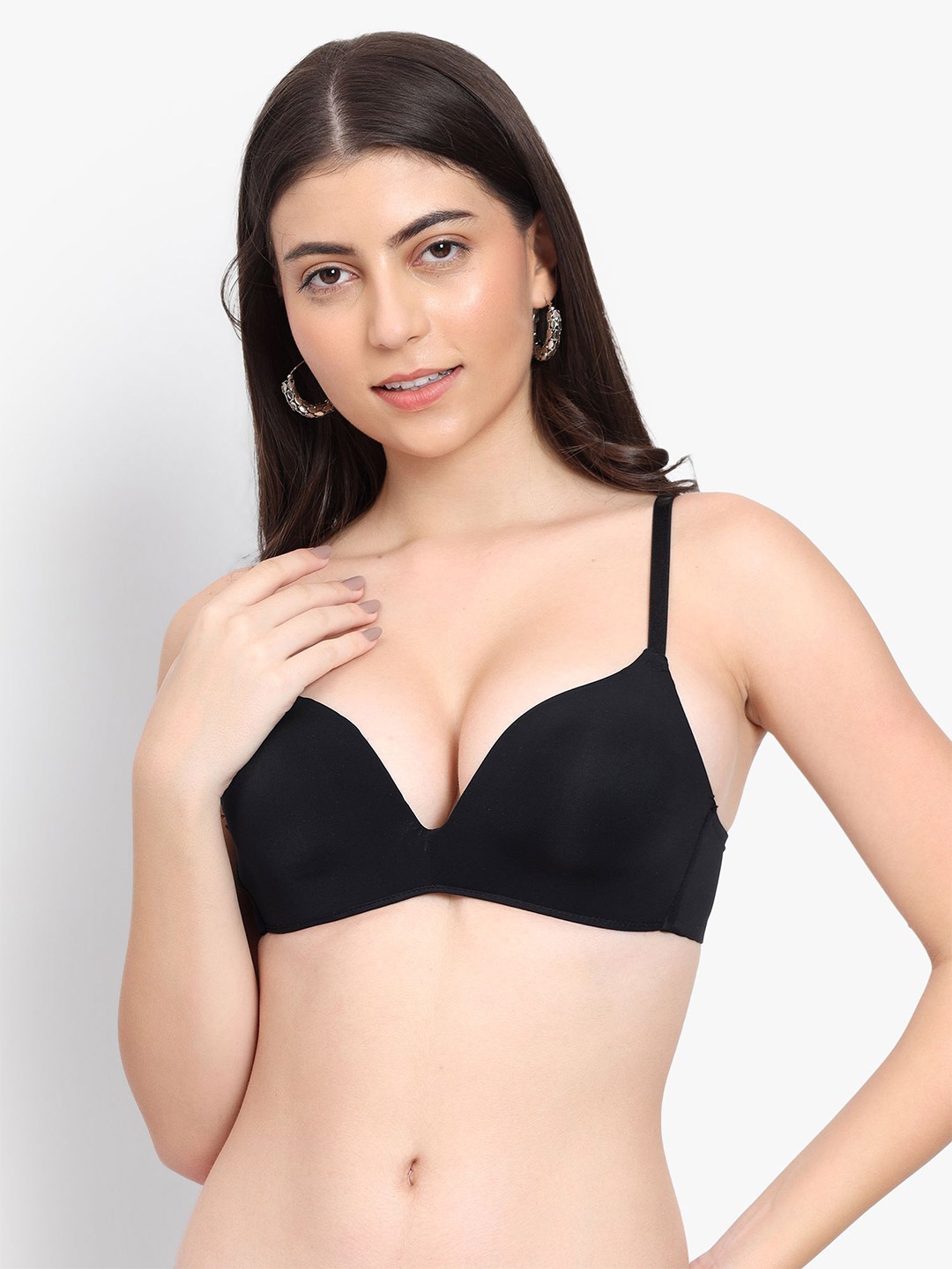 

PARKHA Bra Medium Coverage Heavily Padded T-shirt Bra, Black