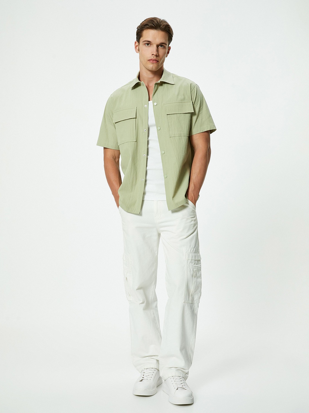 

Koton Men Slim Fit Opaque Casual Shirt, Khaki