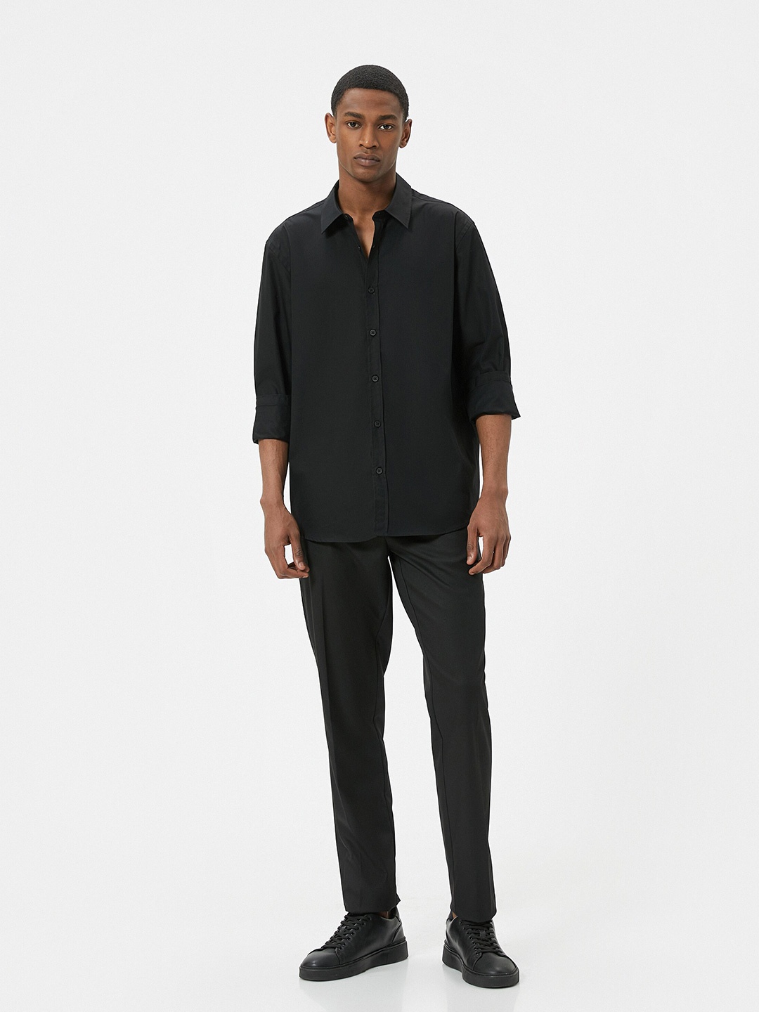 

Koton Men Slim Fit Opaque Cotton Casual Shirt, Black