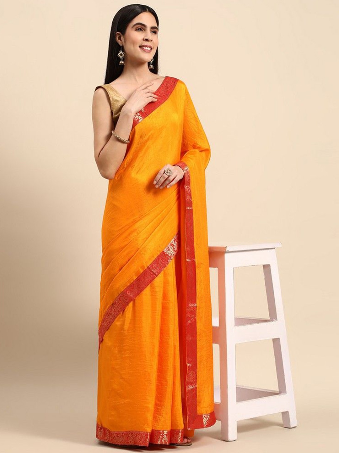 

HERE&NOW Fancy Border Zari Saree, Yellow