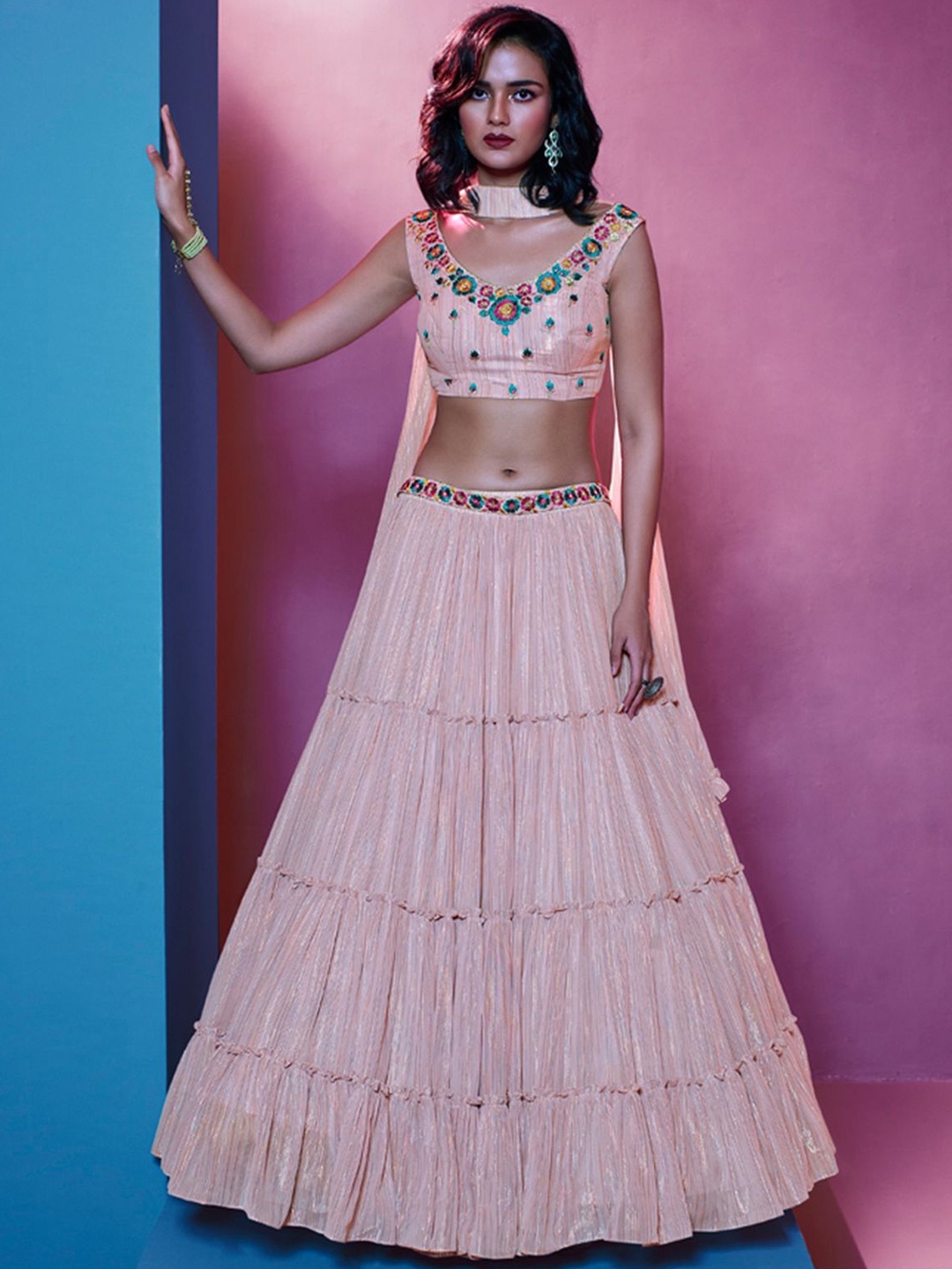 

ODETTE Embellished Made to Measure Lehenga & Blouse With Dupatta, Purple