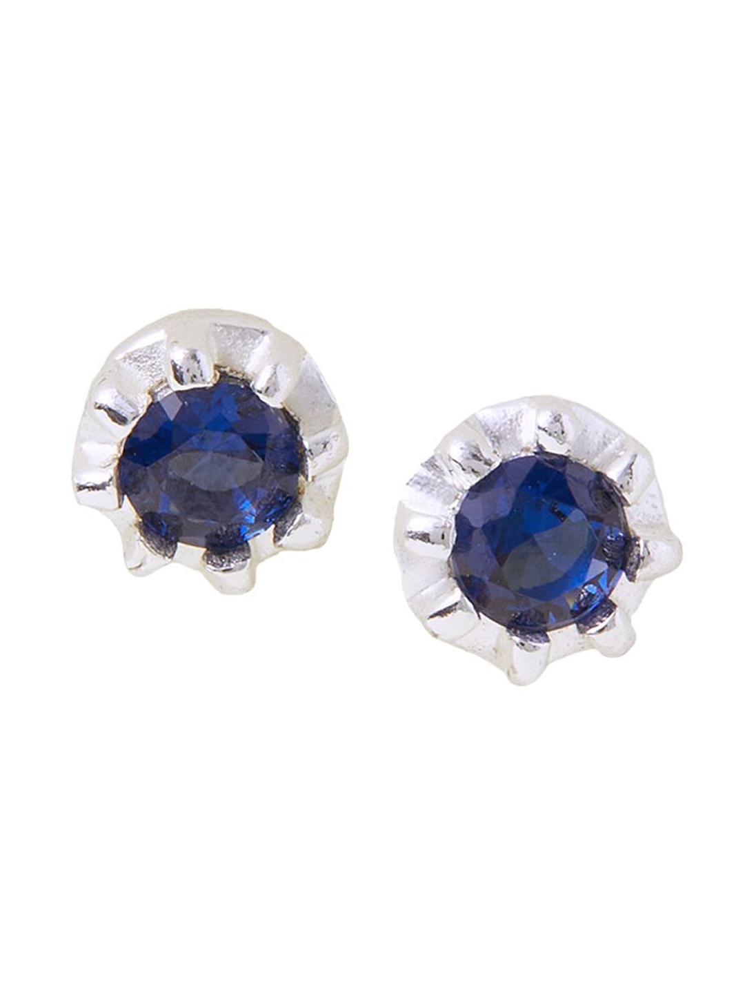 

Accessorize London Women 925 Sterling Silver Hallmark Navy Blue Stone Stud Earrings