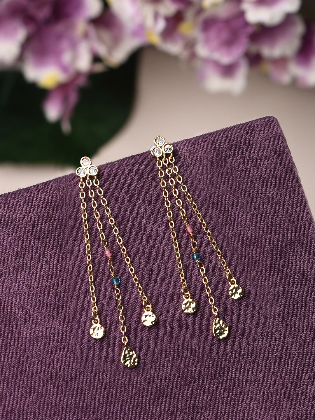 

Accessorize Gold-Plated Cubic Zirconia Studded Contemporary Drop Earrings