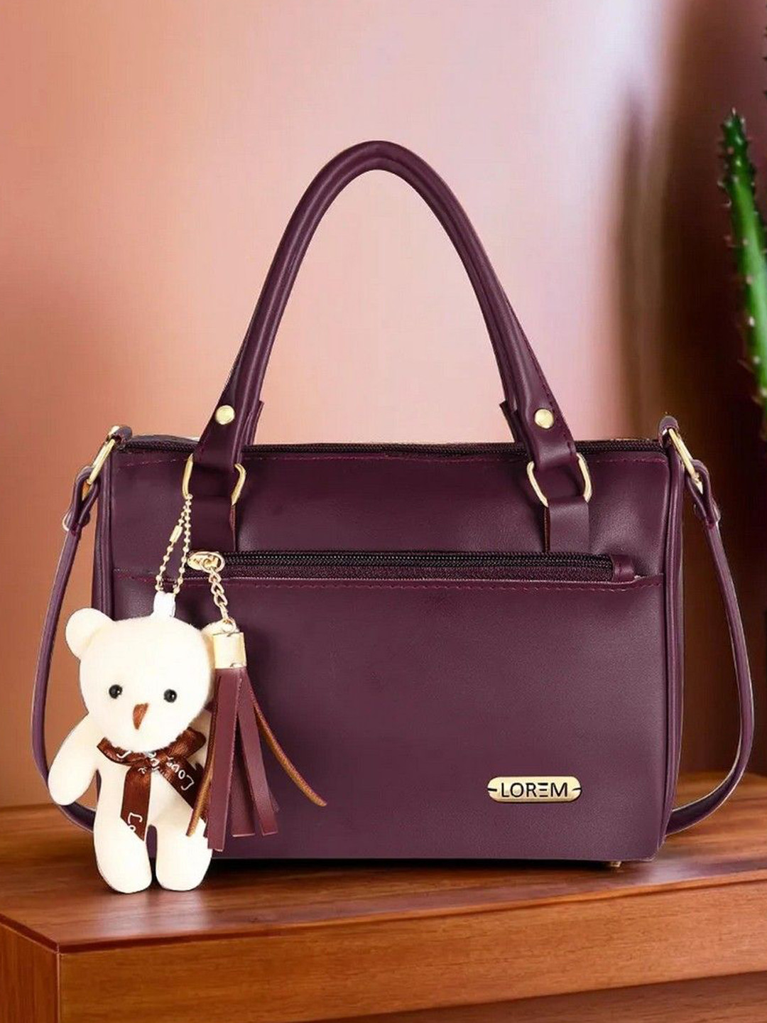 

LOREM Women Structured Handheld Bag with Tasselled, Purple