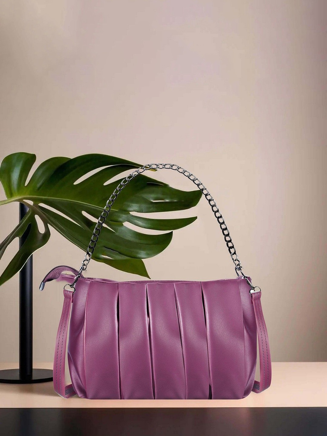 

LOREM Women Half Moon Shoulder Bag with Tasselled, Purple