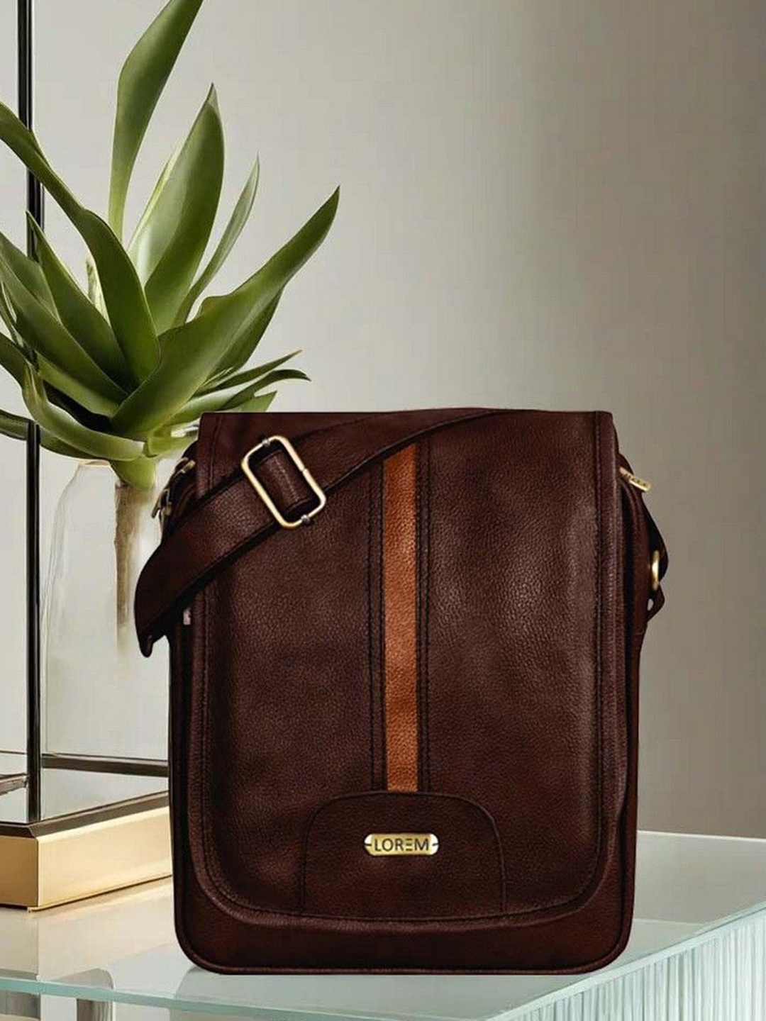 

LOREM Men Brown Casual Faux Leather Cross Body Sling Bag