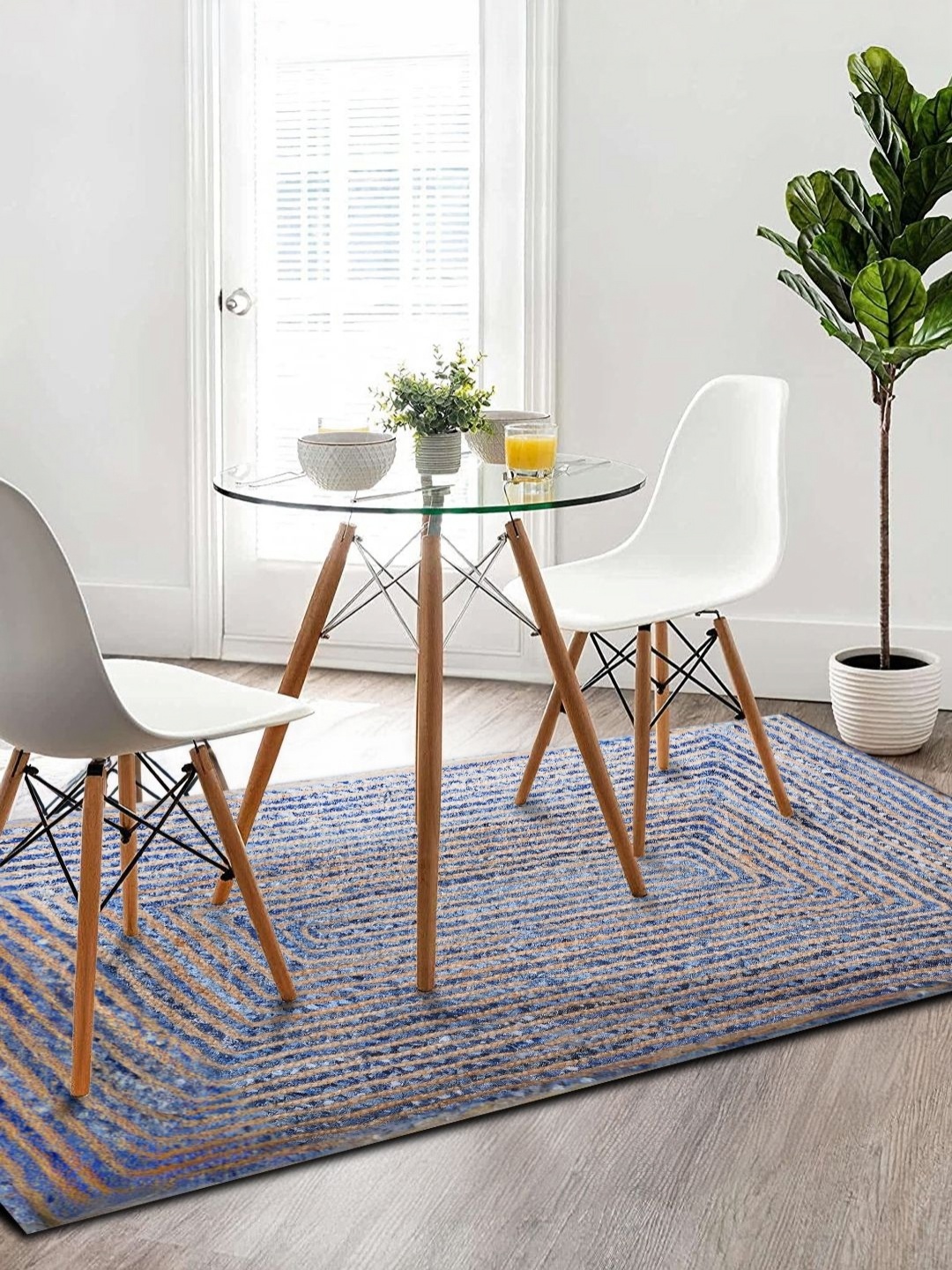 

Aura Grey & Blue Bohemian Jute Reversible Carpet