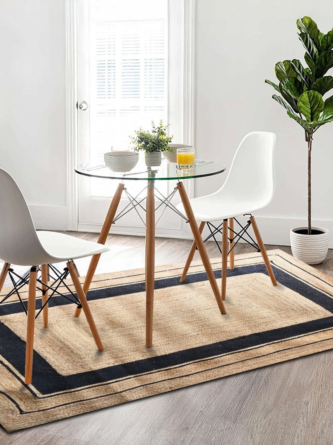 

Aura Khaki & Black Striped Jute Reversible Carpet