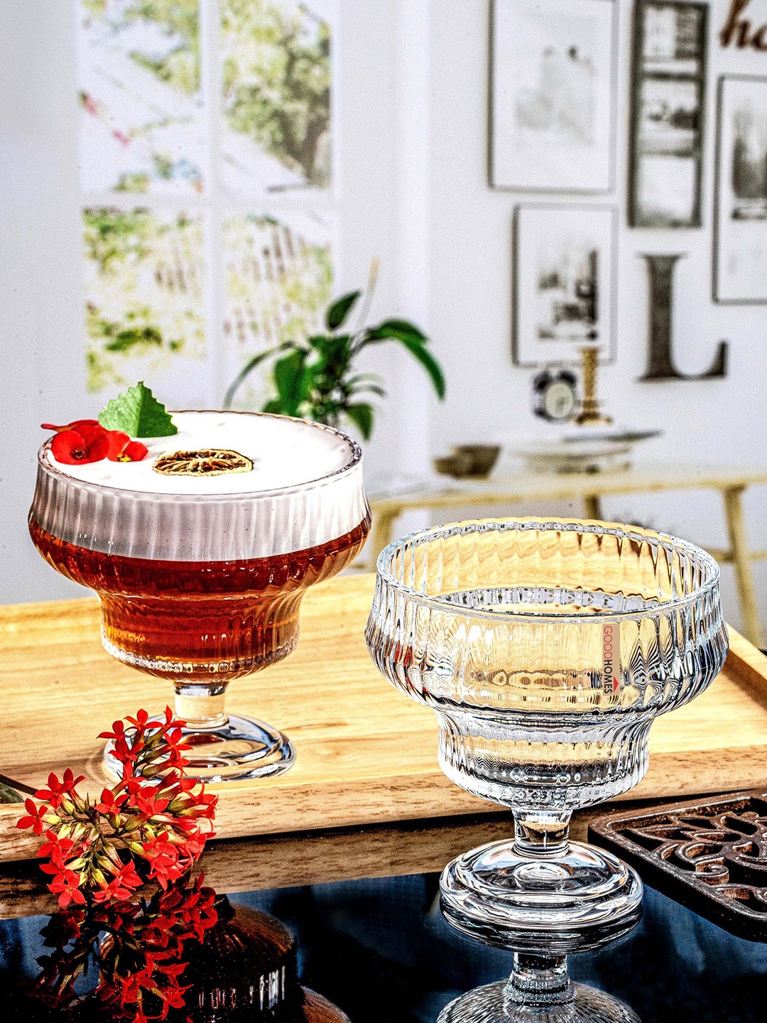 

GOODHOMES Transparent 6 Pieces Textured Dishwasher Safe Cocktail Glasses 230 ml Each