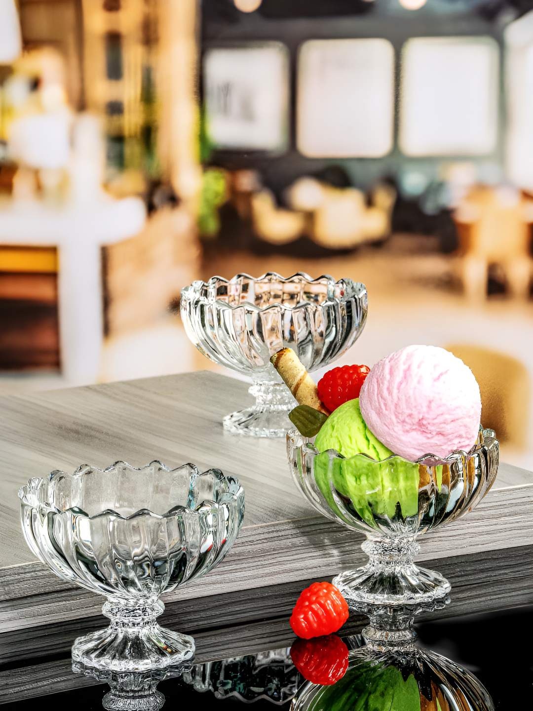 

Roxx Transparent 6 Pieces Textured Glass Dessert Bowls