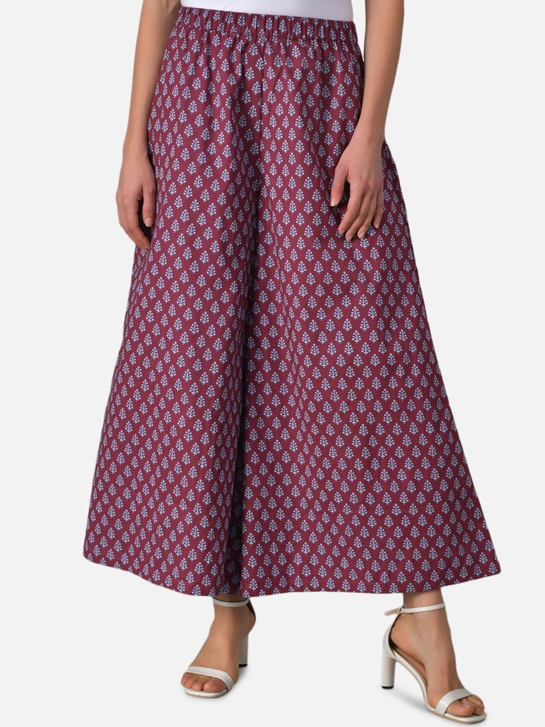 

Purple State Women Ethnic Motifs Printed Flared Palazzos, Maroon