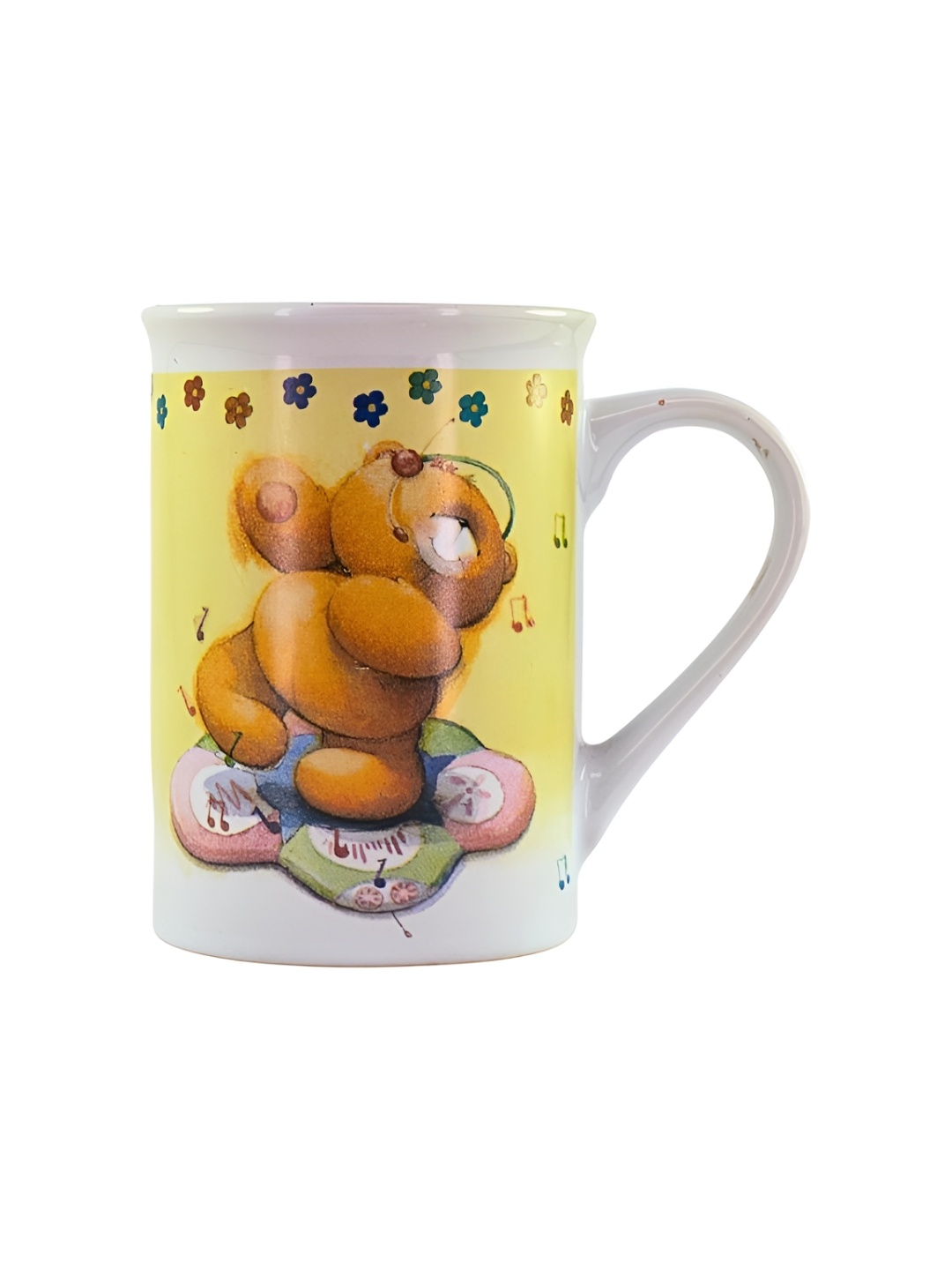 

Premsons White & Brown Printed Glossy Ceramic Glossy Mugs 300ml