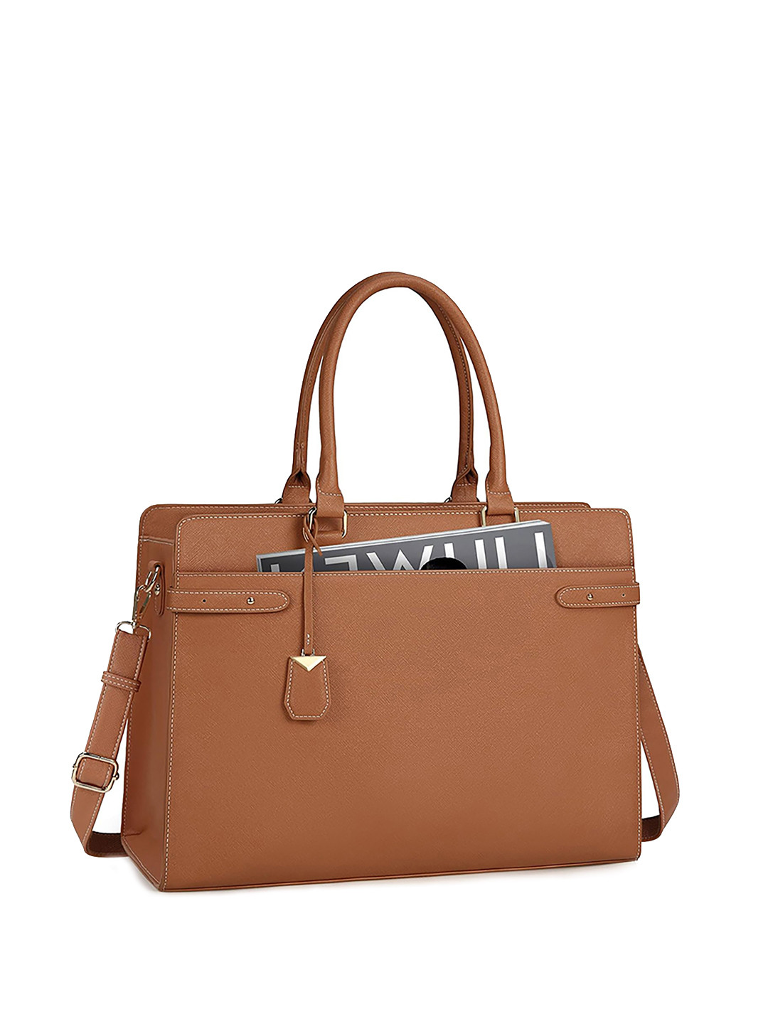 

LA ELLORE Leather Structured Handheld Bag, Yellow