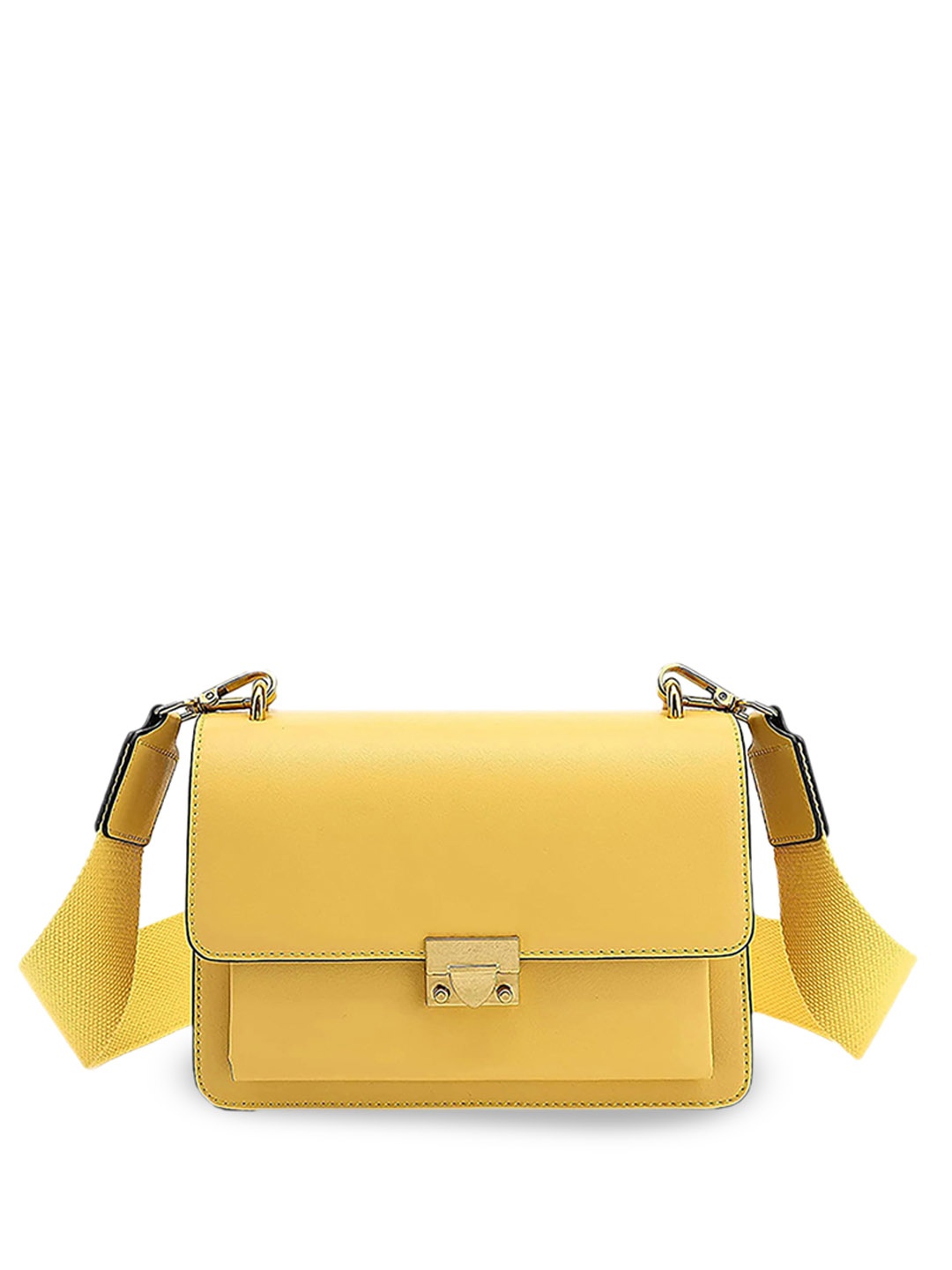 

LA ELLORE Leather Structured Satchel, Yellow
