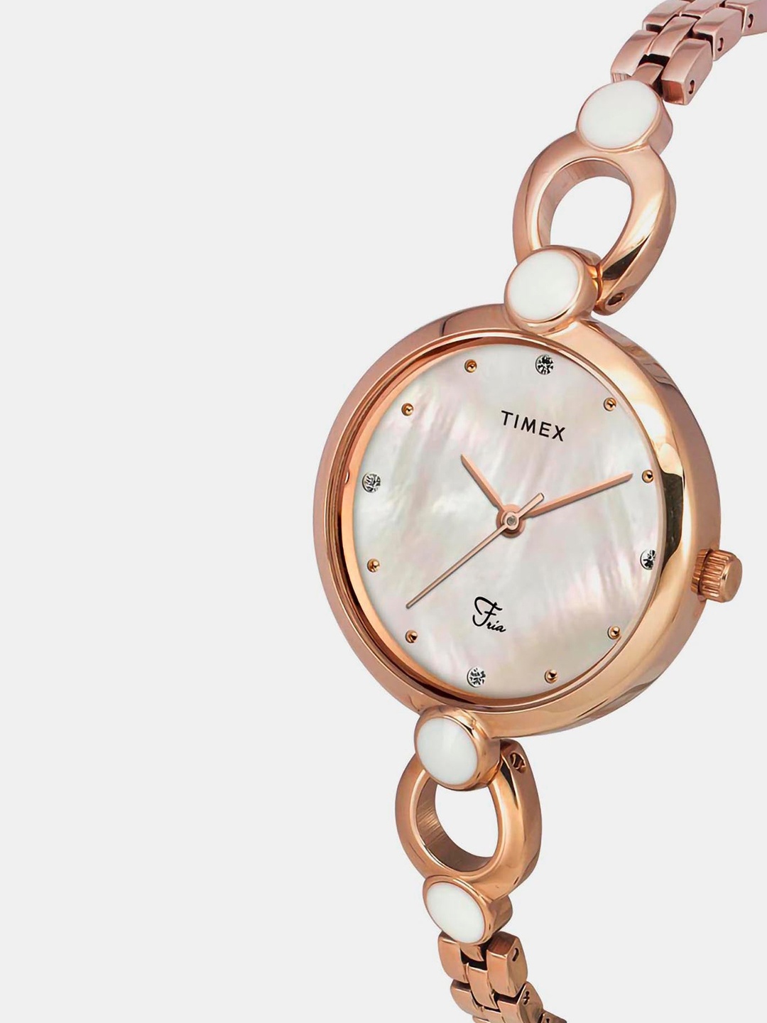 

Timex Women Brass Mother of Pearl Dial & Bracelet Style Straps Analogue Watch TWEL18102, Pink