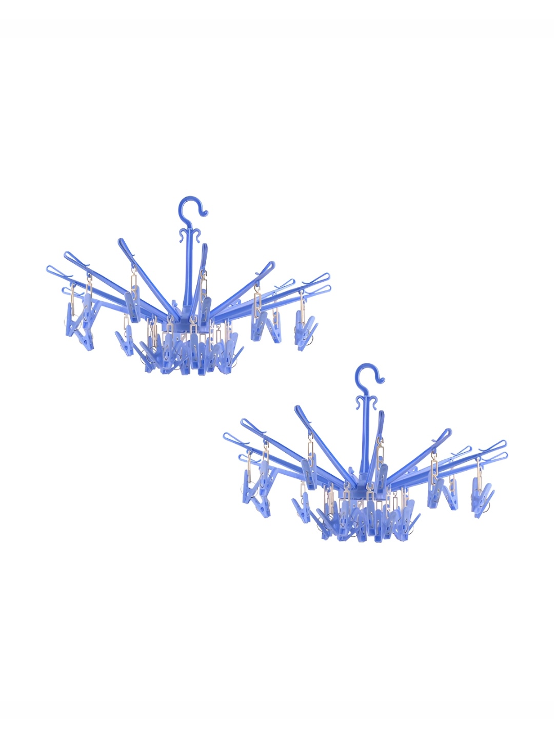 

Kuber Industries Blue 2 Pieces Folding 24 Clips Cloth Hangers