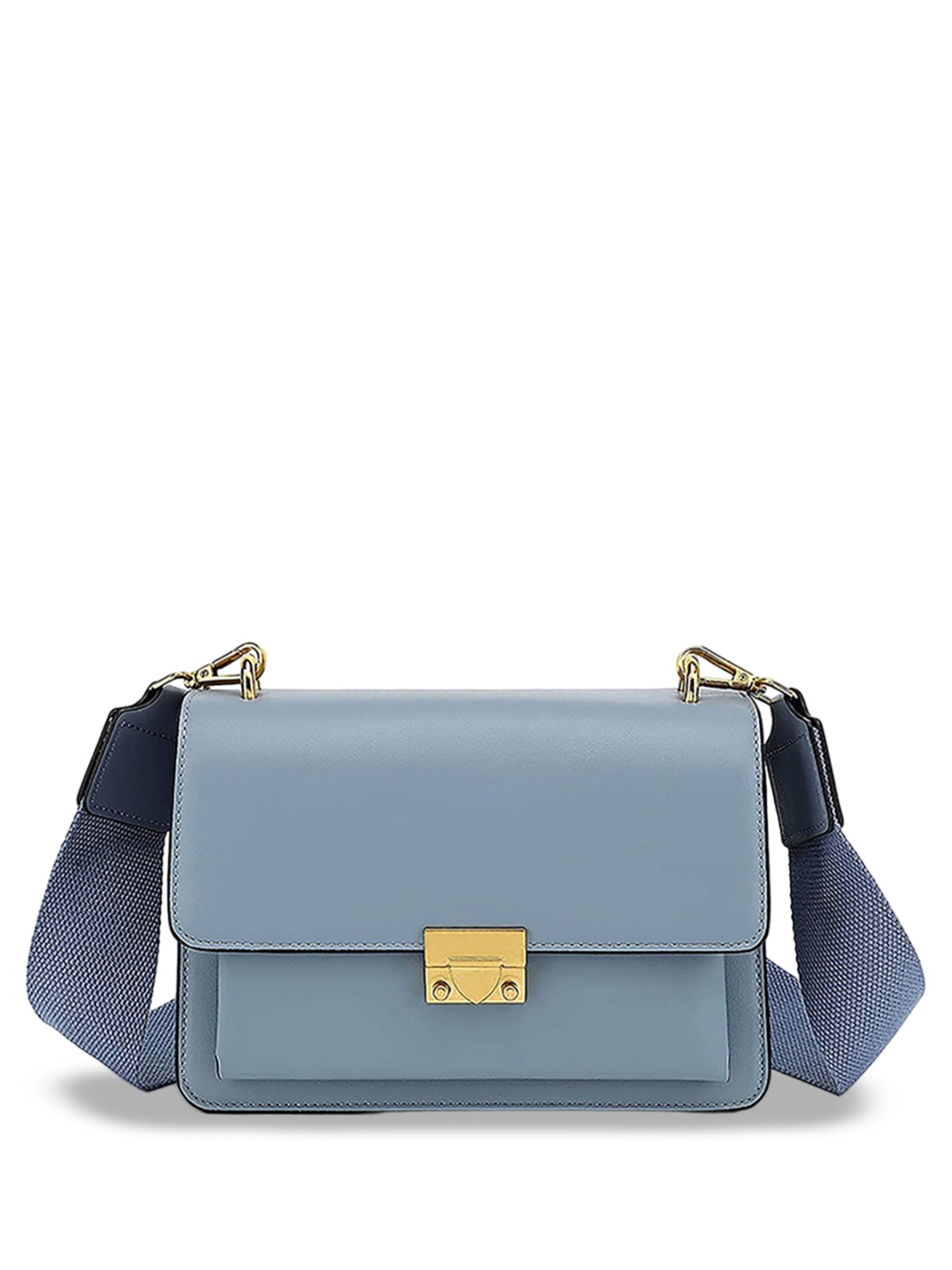 

LA ELLORE Leather Structured Sling Bag, Blue
