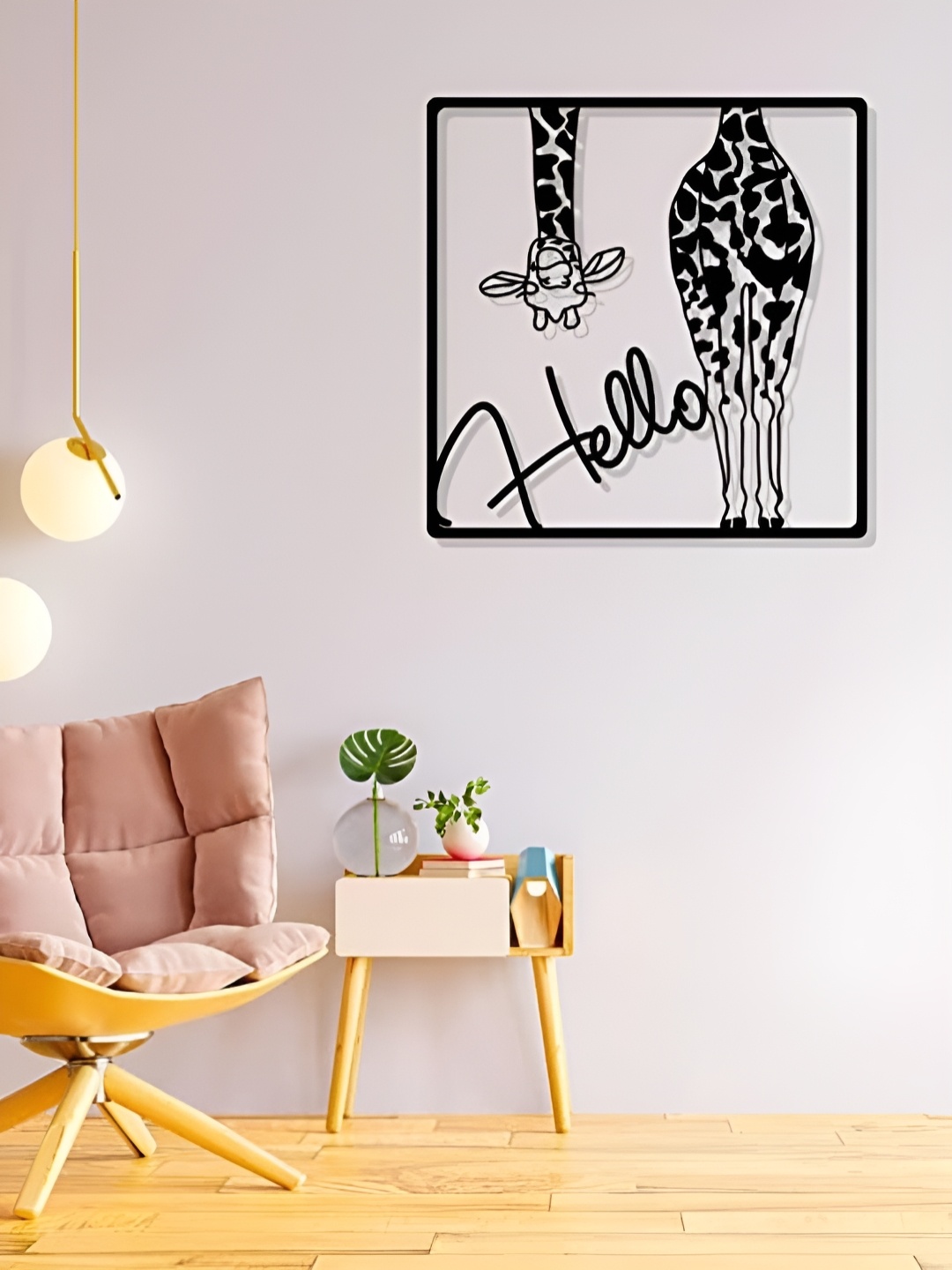 

Artrooms Hello Giraffe Metal Wall Art, Black