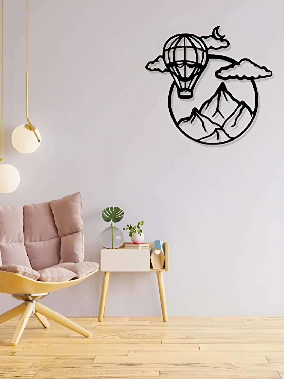 

Artrooms Hot Air Balloon Metal Wall Art, Black