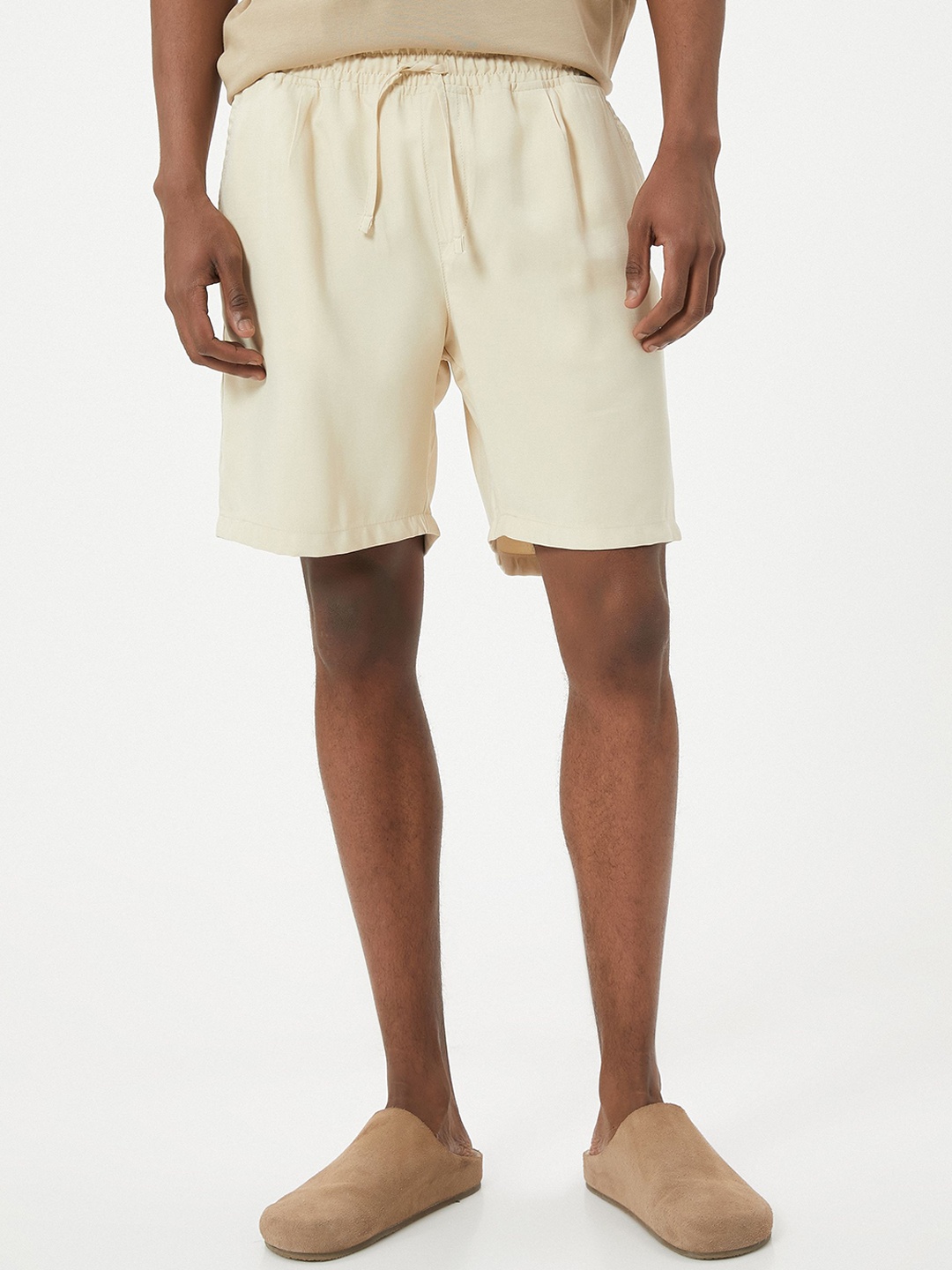 

Koton Men Mid-Rise Drawstring Casual Shorts, Beige