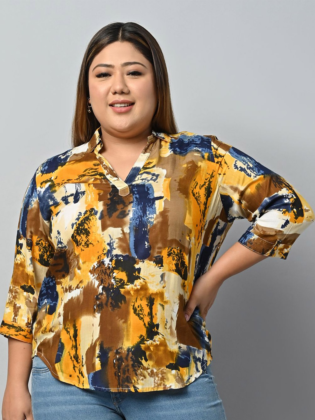 

KALINI Print Shirt Style Top, Multi