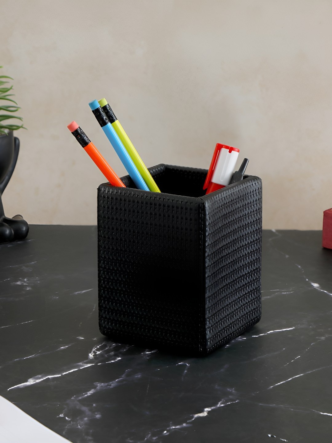 

THE HOME CO. Black Textured Desk Organiser