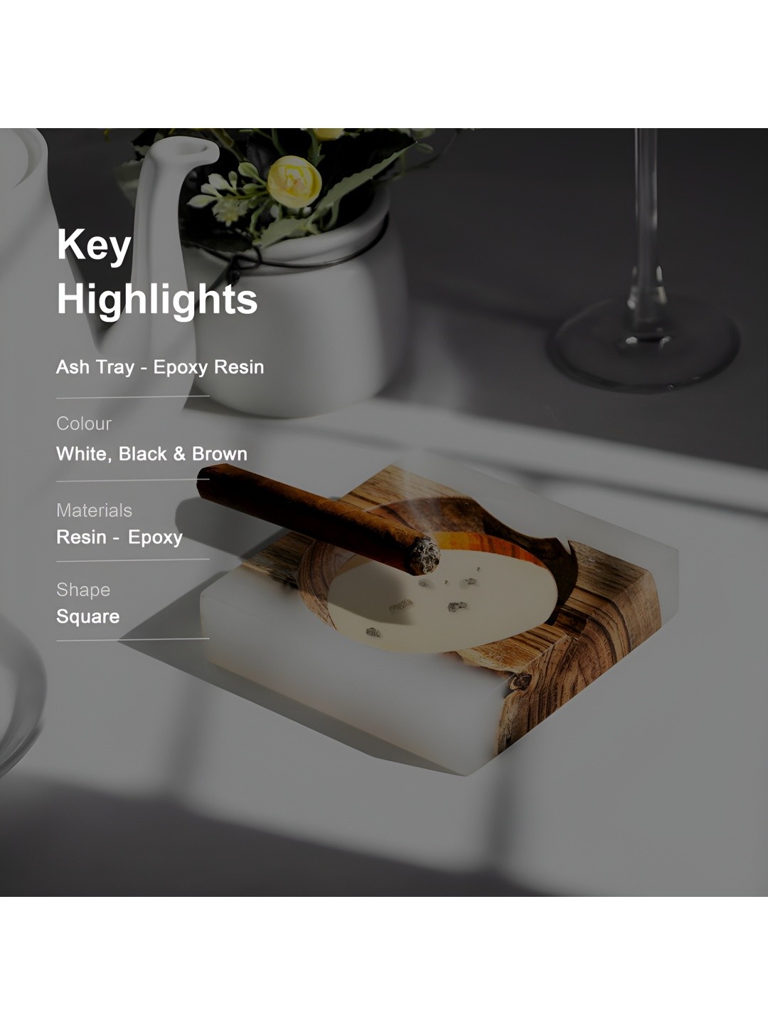 

THE HOME CO. Brown & White Marble Ash Tray