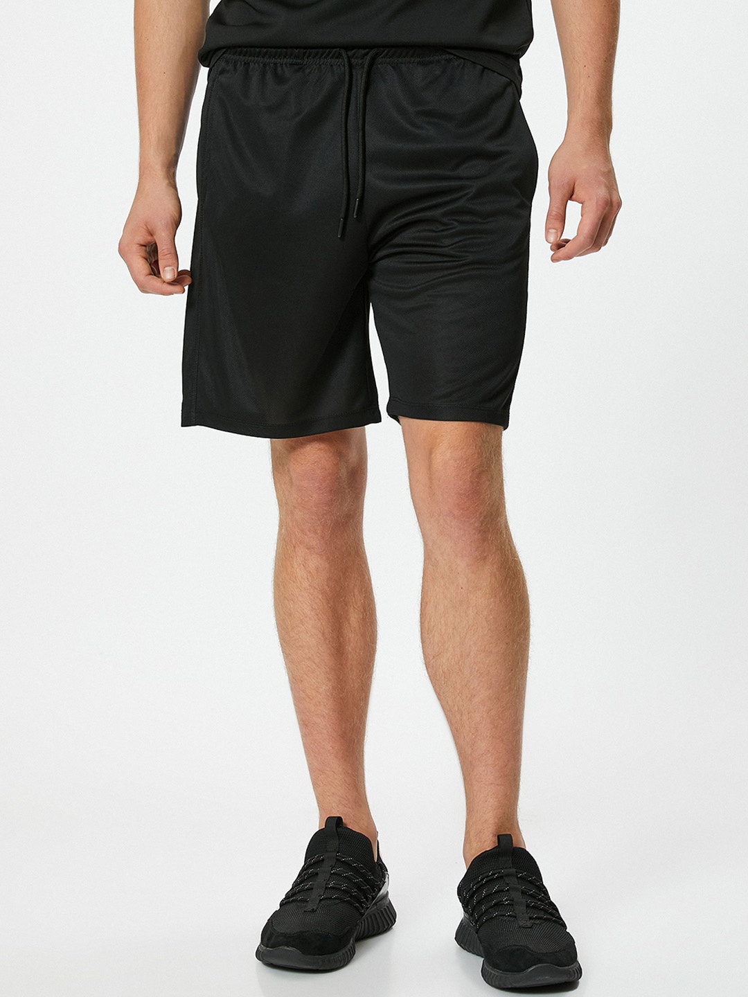 Koton Men Mid-Rise Cotton Sports Shorts, Black