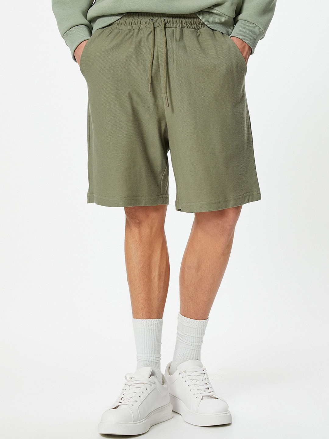 

Koton Men Mid Rise Pure Cotton Shorts, Khaki