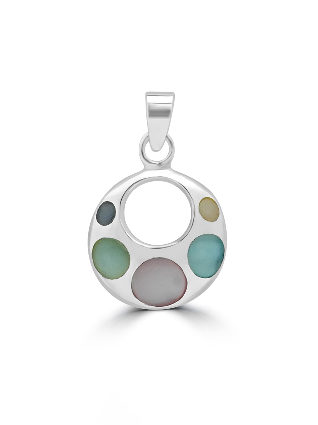 

925 SILLER Rhodium-Plated Circular Pendant, Silver