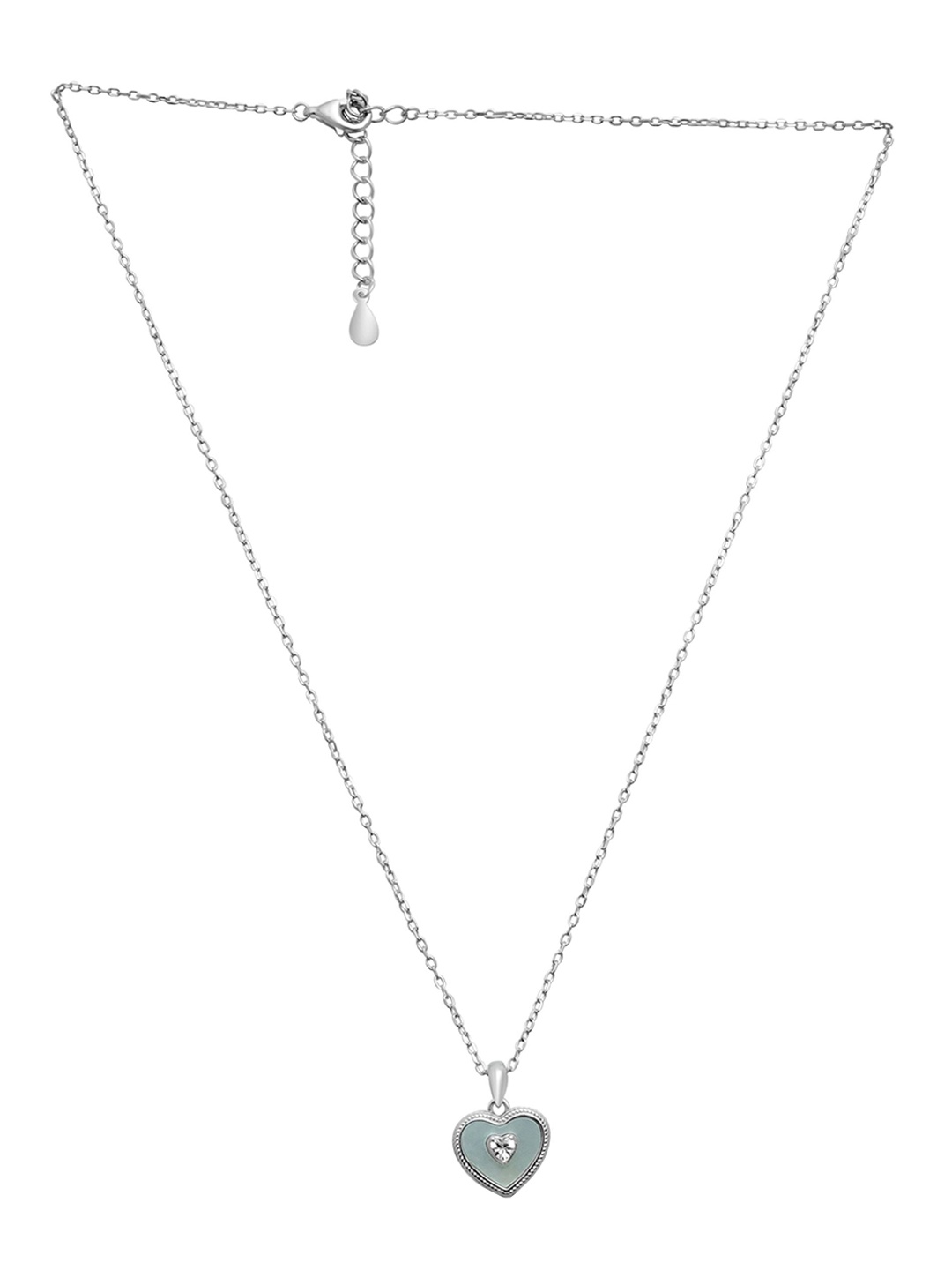 

925 SILLER Rhodium-Plated Cubic Zirconia Contemporary Pendant With Chain, Silver