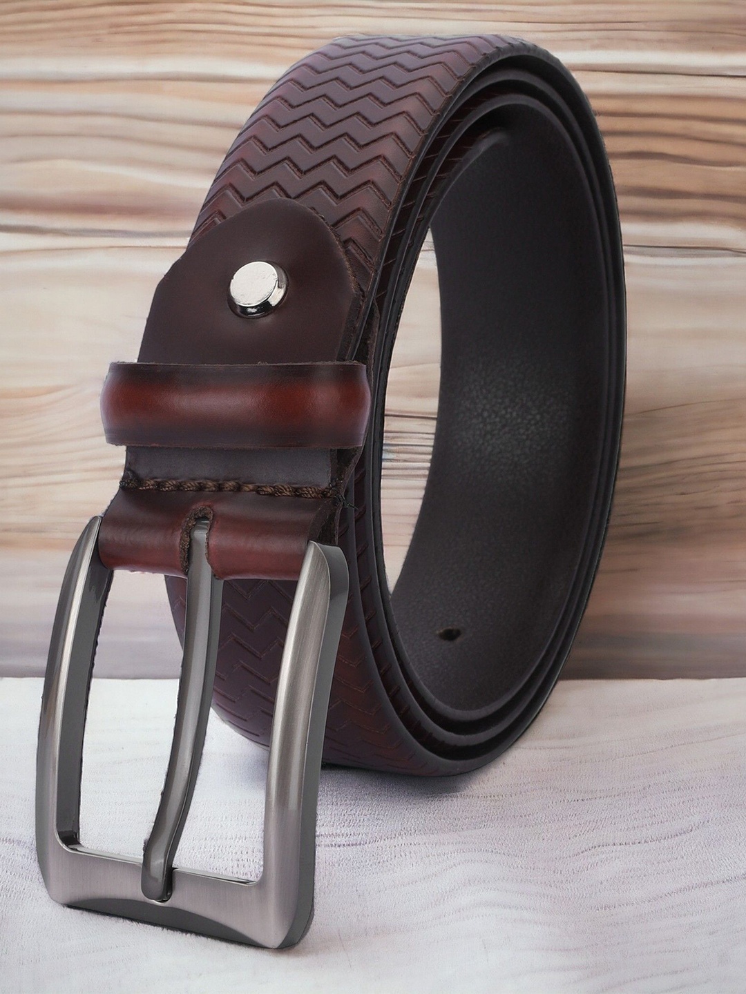 

The Roadster Lifestyle Co. Men Textured Tang Closure Belt, Brown