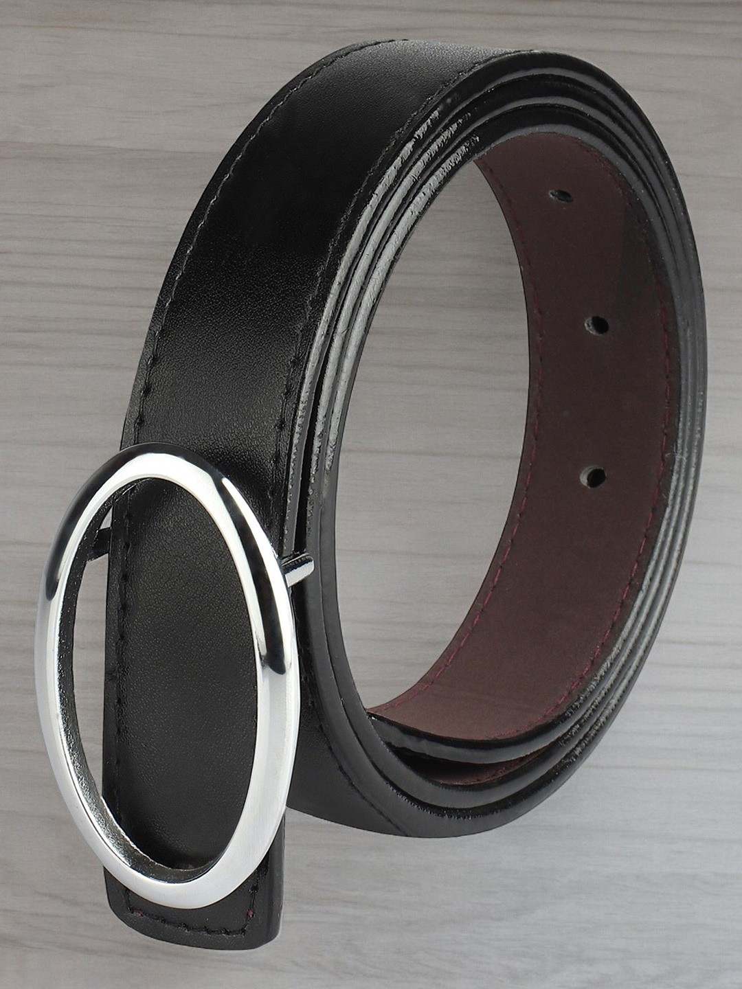 

DressBerry Women Solid Push Pin Closure Belt, Black