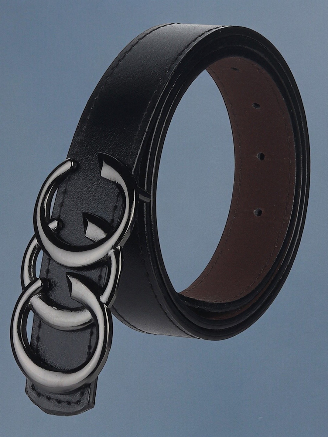 

DressBerry Women Solid Push Pin Closure Belt, Black