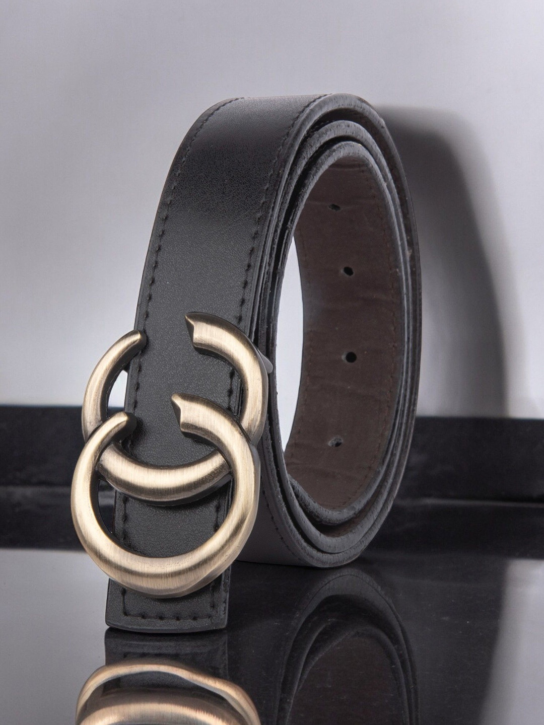 

DressBerry Women Solid Push Pin Closure Casual Belt, Black