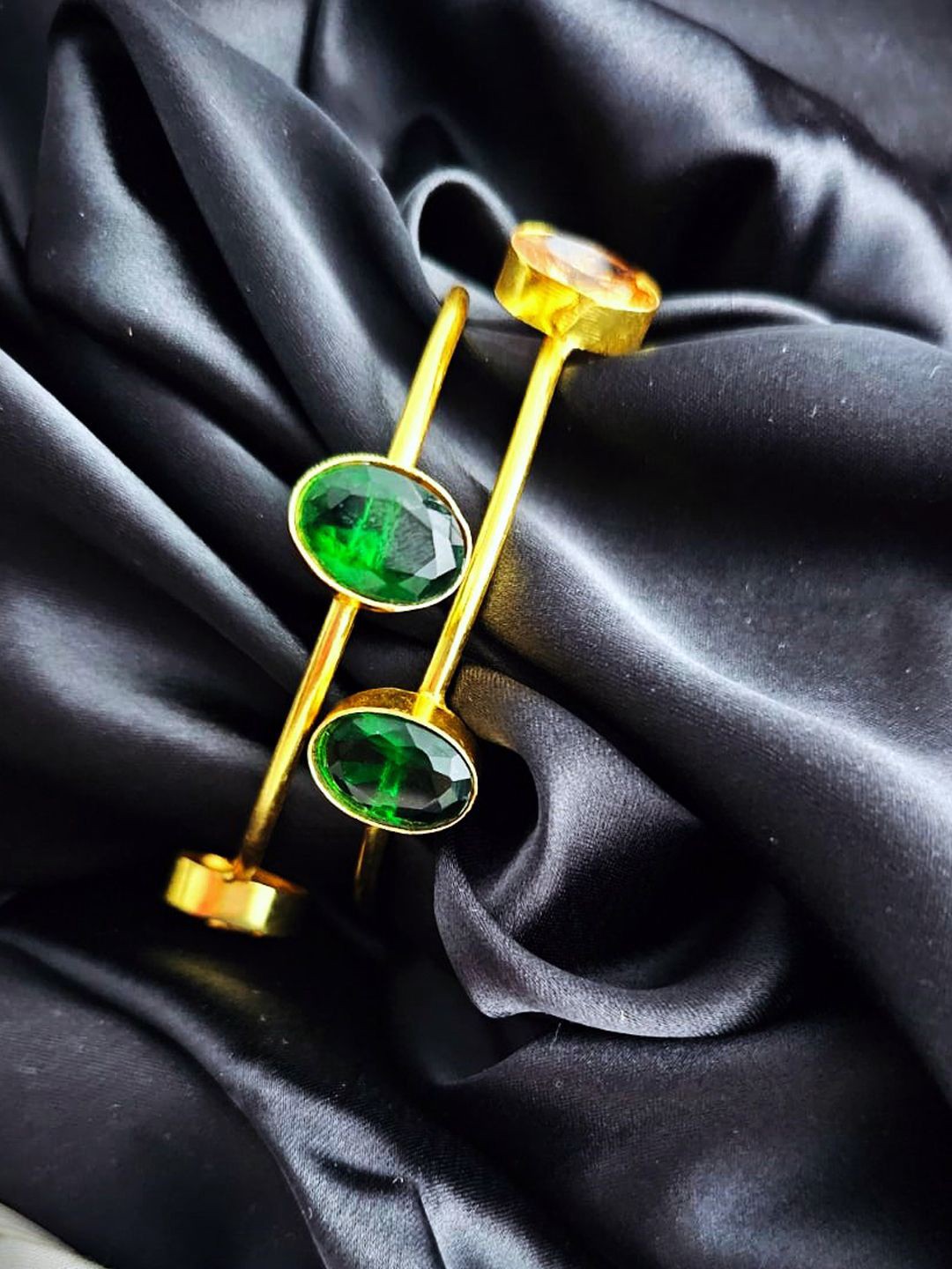

Binnis Wardrobe Set Of 2 Brass Gold-Plated Kundan Stones Cuff Bracelet