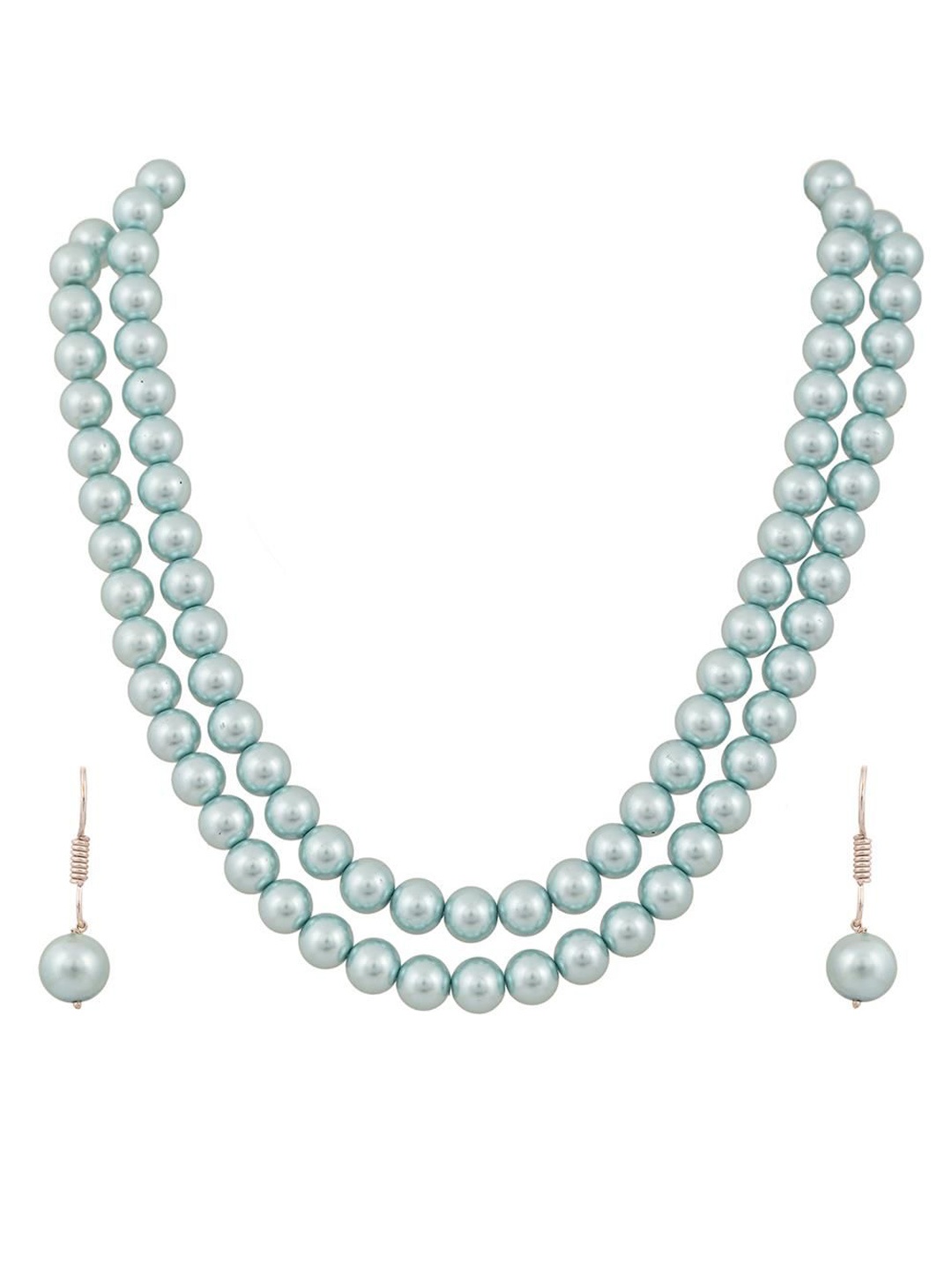 

RATNAVALI JEWELS Silver-Plated Beaded Layered Necklace Set, Blue