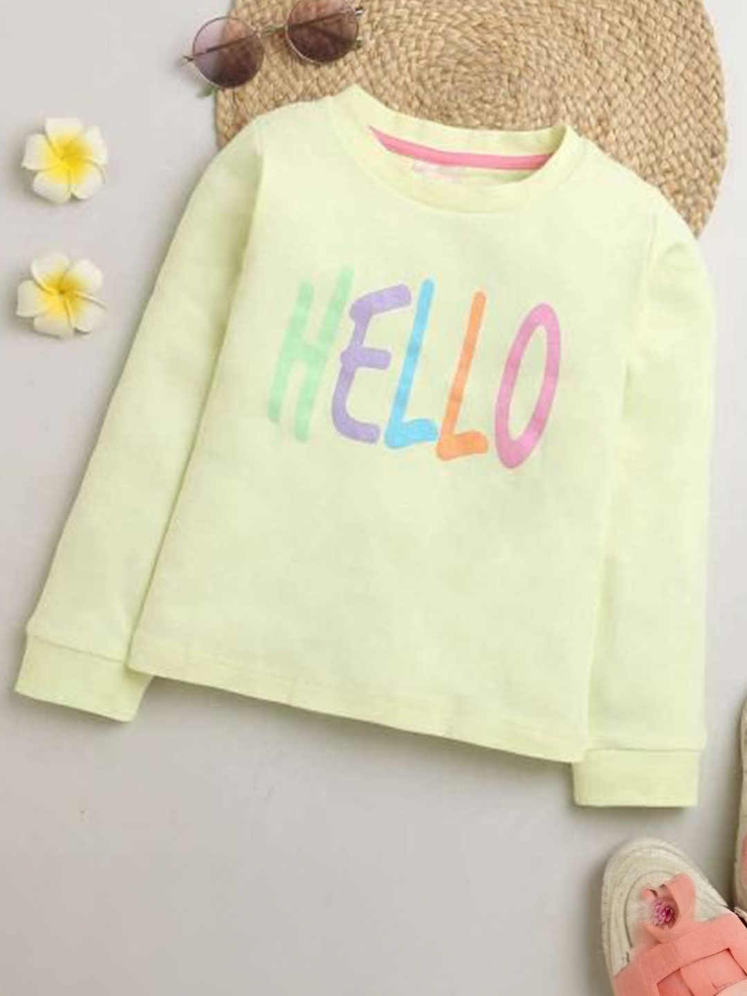 

Tiny Girl Typography Printed Cotton Top, Yellow