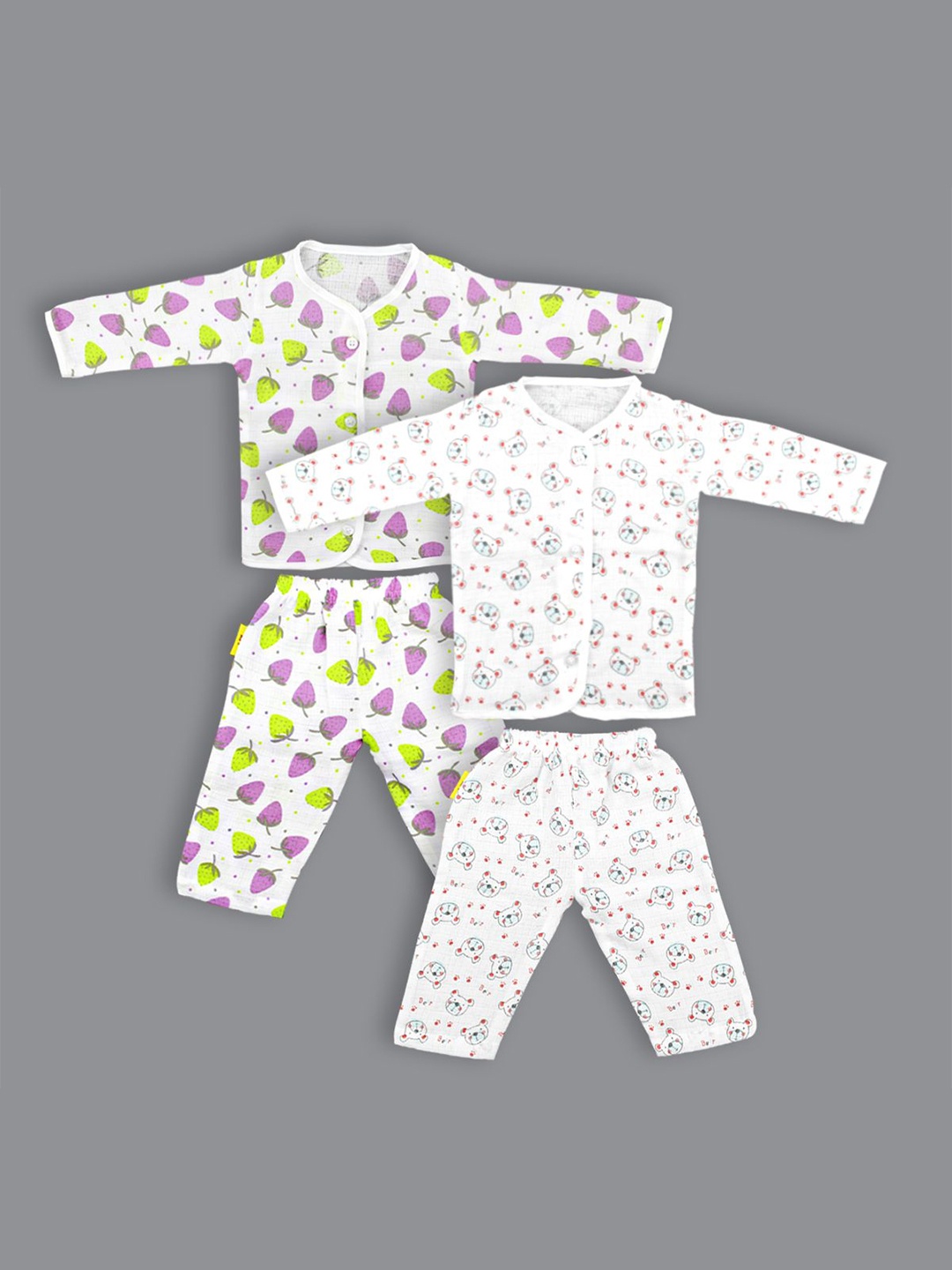 

Born Babies Kids Pack Of 2 Printed Organic Cotton Tops With Pyjamas, White