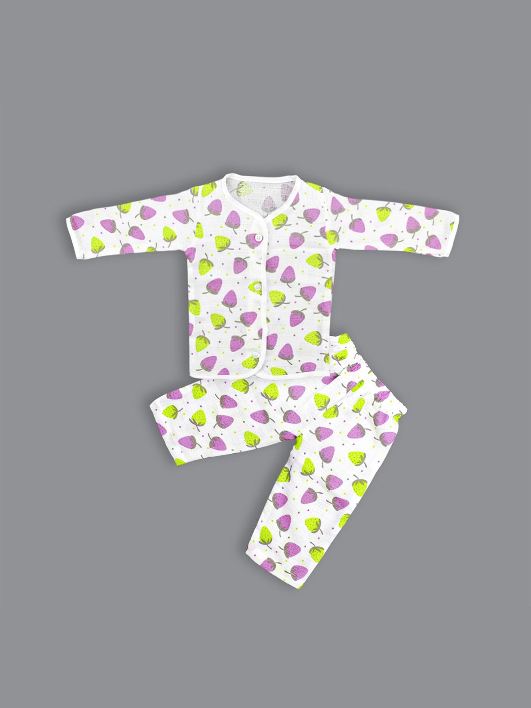 

Born Babies Kids Printed Organic Cotton Shirt With Pyjama, Pink
