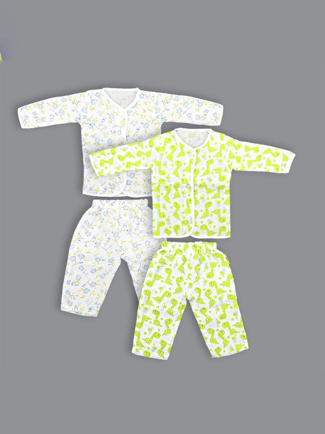 

Born Babies Kids Pack Of 2 Printed Organic Cotton Tops With Pyjamas, Green