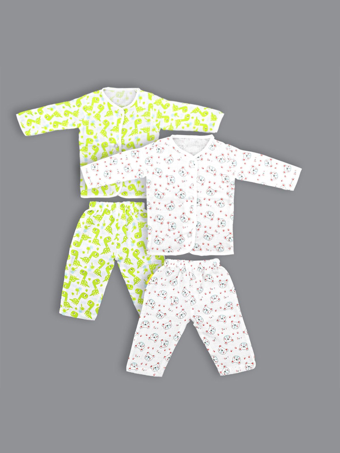 

Born Babies Kids Pack Of 2 Printed Organic Cotton Tops With Pyjamas, Green