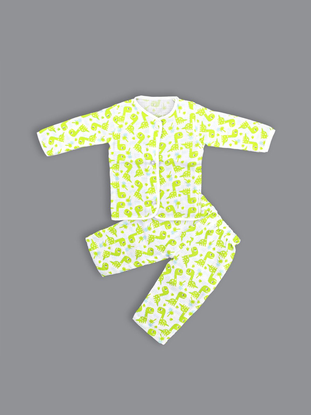 

Born Babies Kids Printed Organic Cotton Tops With Pyjama, Green