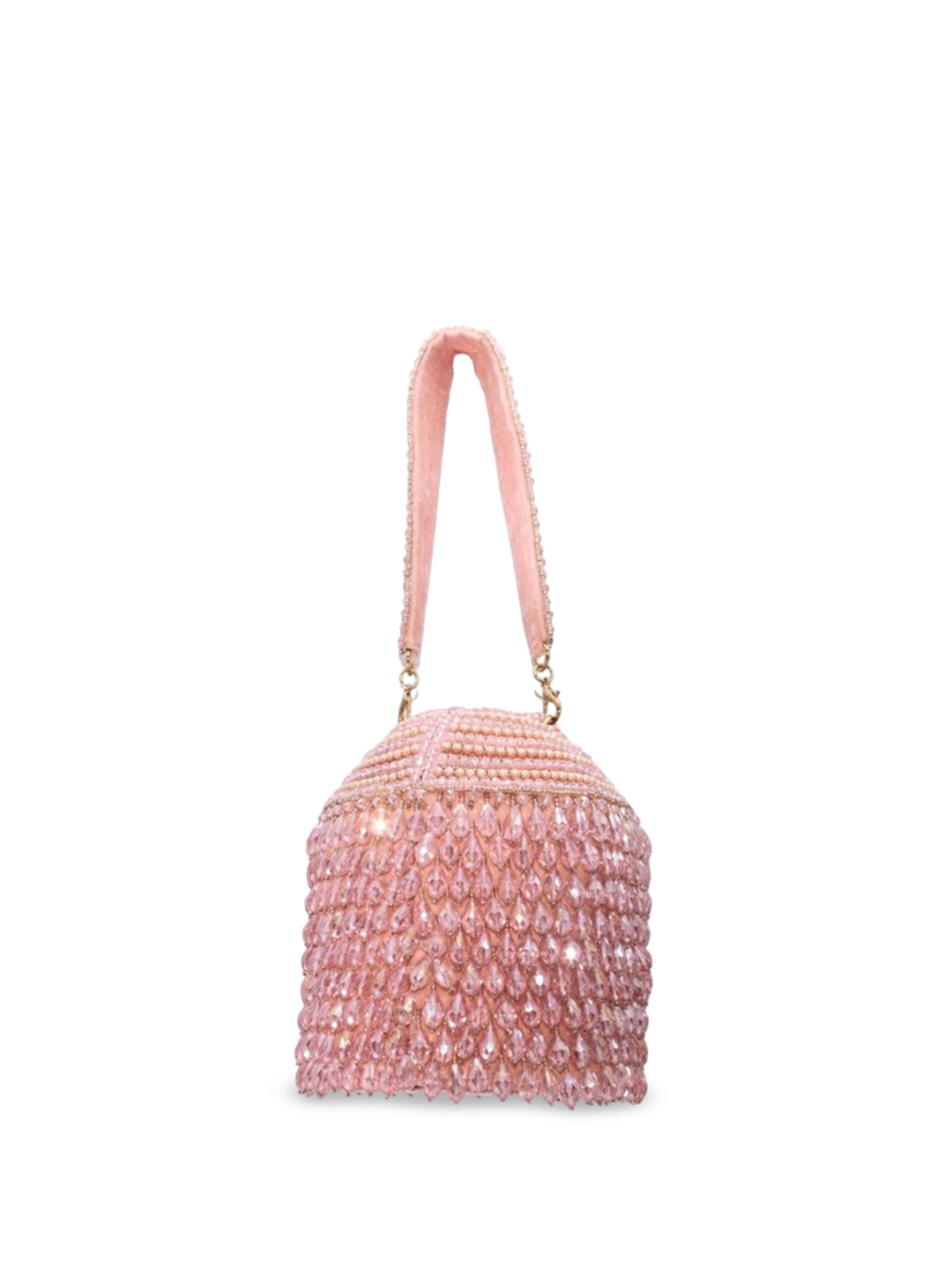 

Forever Noor Women Ethnic Motifs Suede Structured Shoulder Bag with Fringed, Pink