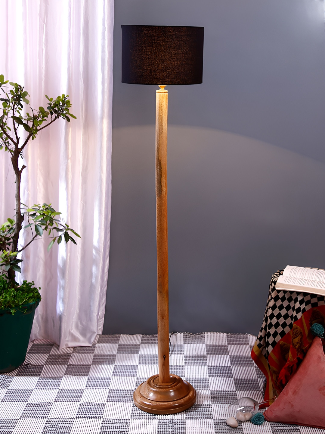 

Devansh Brown & Black Textured Metal Cylinder Floor Lamp