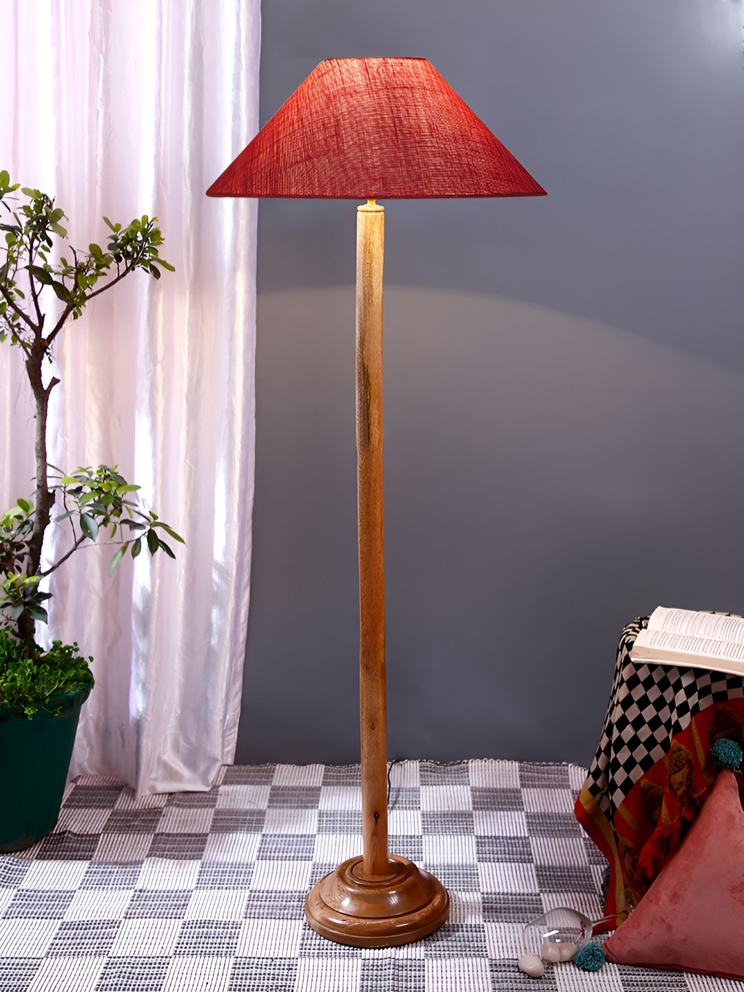 

Devansh Brown & Pink Frustum Shaped Contemporary Floor Lamp With Shade