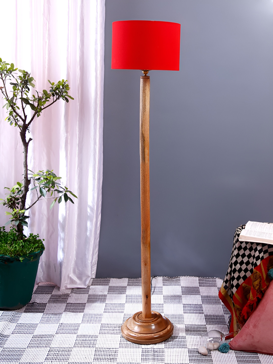 

Devansh Brown & Red Square Shaped Contemporary Floor Lamp With Shade