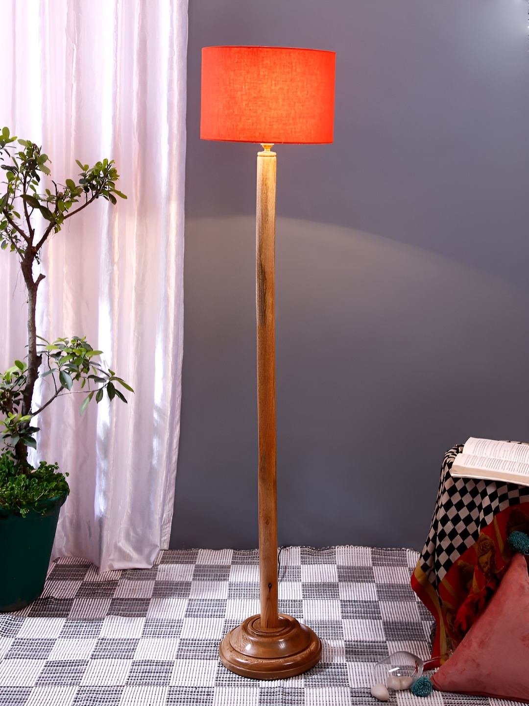 

Devansh Brown & Orange Metal Floor Lamp With Shade